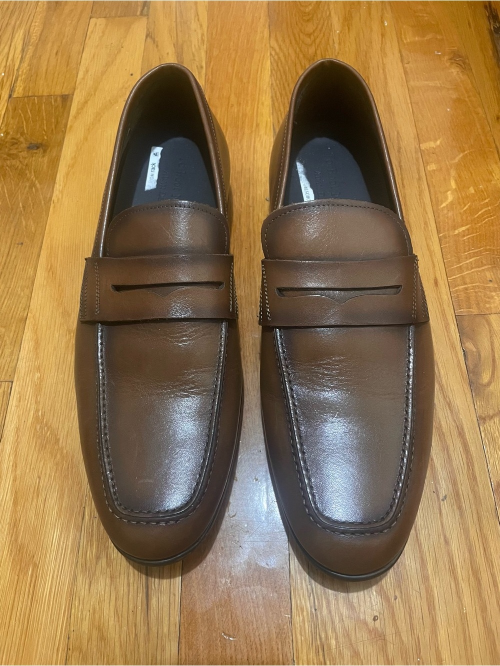 $475 To Boot New York Italian Clapton Burnished Calf Leather Penny Loafers 10